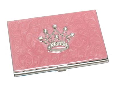 Crystal stone crown business card holder