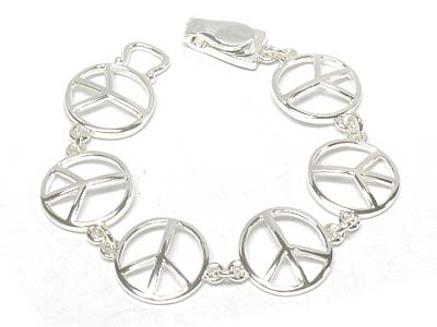 Shiny metal peace pattern bracelet