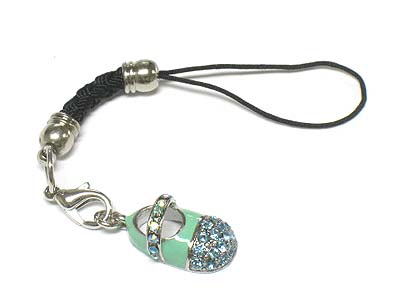 Crystal deco babyshoe charm cellphone strap