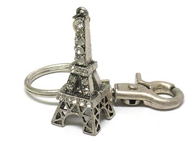 Crystal deco eiffel tower chame key chain