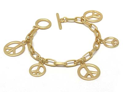 Multi metal peace charms toggle bracelet