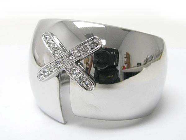 Crystal stud x mark metal hinge bangle