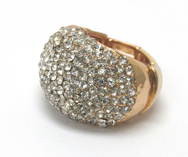 Crystal metal hammered puffy stretch ring