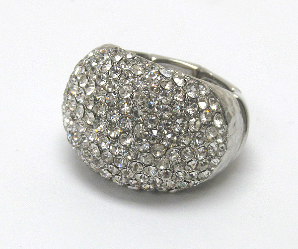 Crystal metal hammered puffy stretch ring