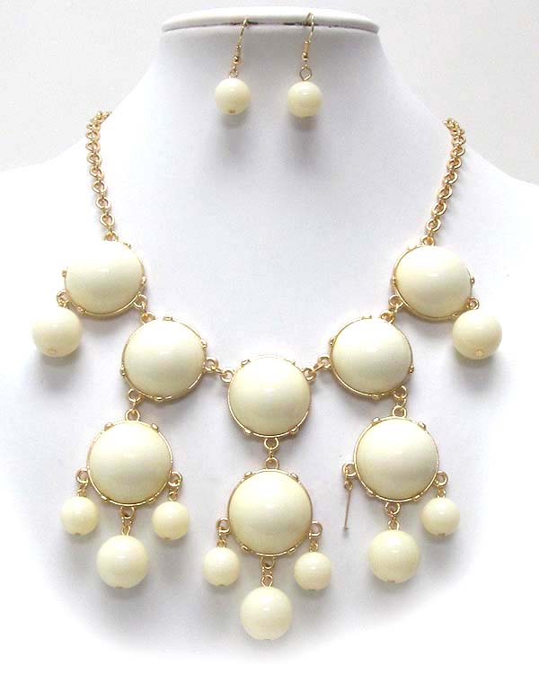 24 mm multi acryl puffy round bubble necklace earring set