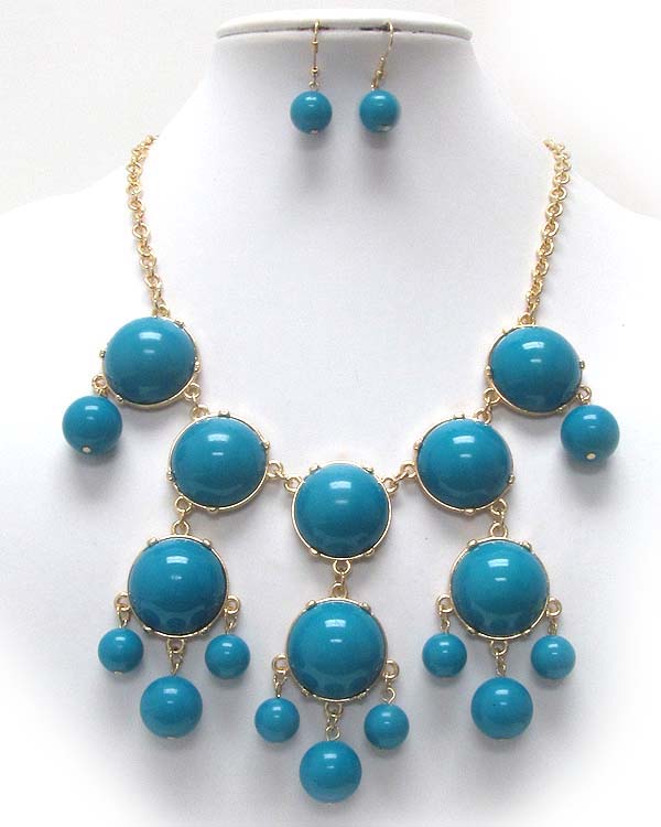 24 mm multi acryl puffy round bubble necklace earring set