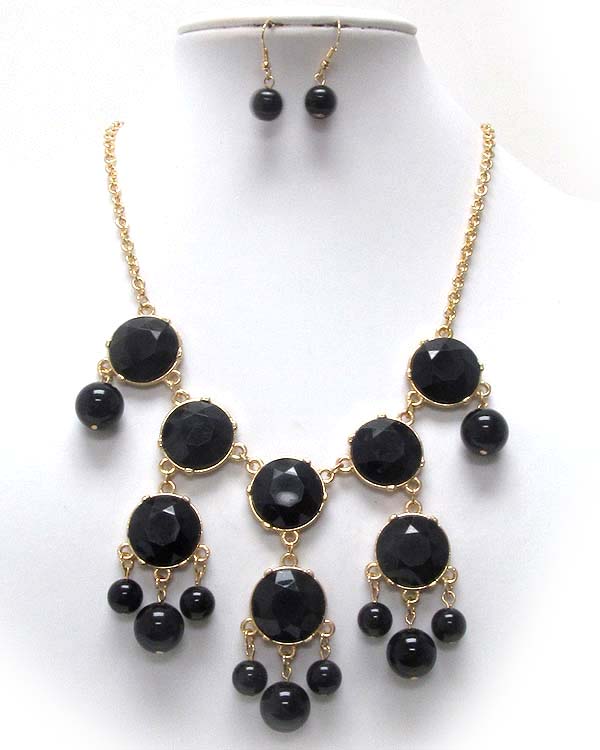 Designer style multi facet cut acrylic bubble necklace earring set