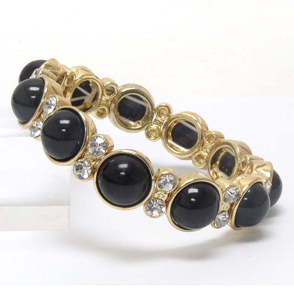 Crystal and acrylic bubble deco link stretch bracelet