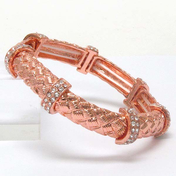 Crystal and comb textured stretch bracelet