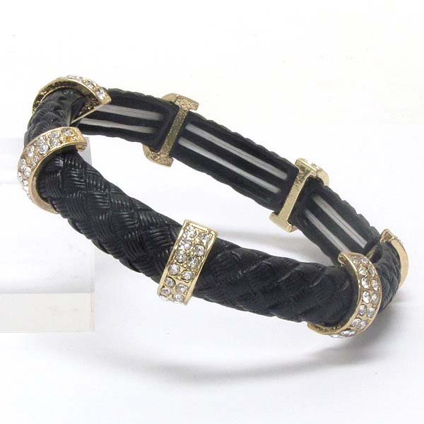 Crystal and comb textured stretch bracelet