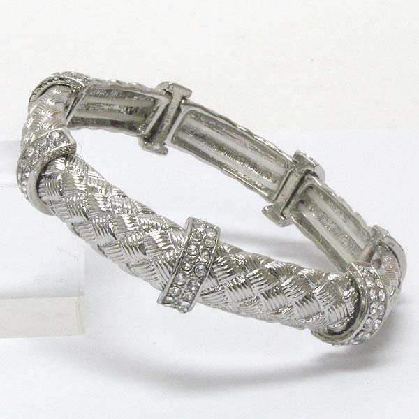 Crystal and comb textured stretch bracelet