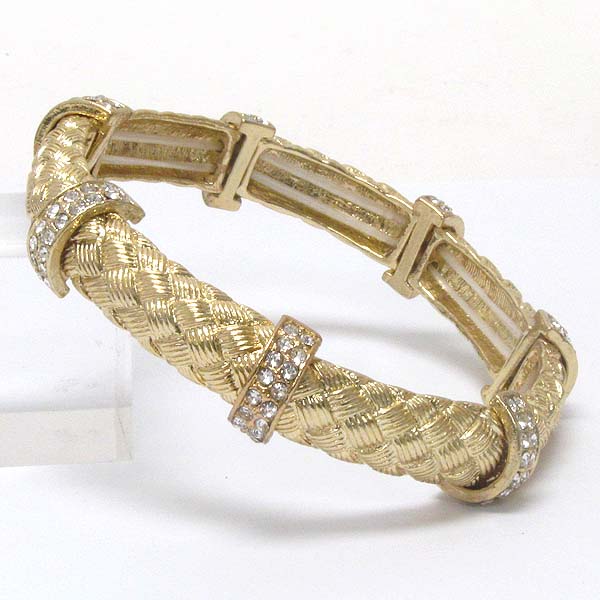 Crystal and comb textured stretch bracelet