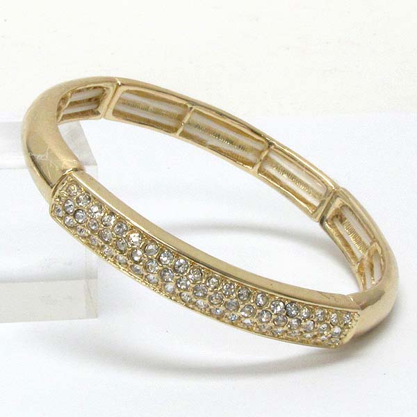 Crystal deco curve bar stretch bracelet