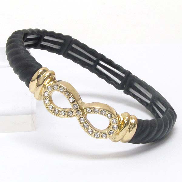 Crsytal infinite and rope textured stretch bracelet