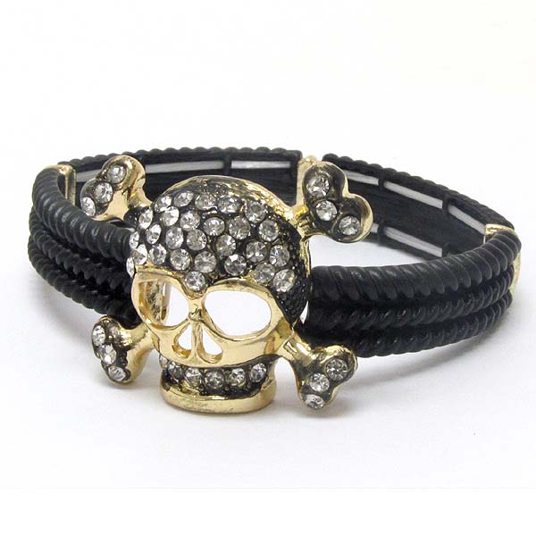 Crystal skull skeleton halloween stretch bracelet