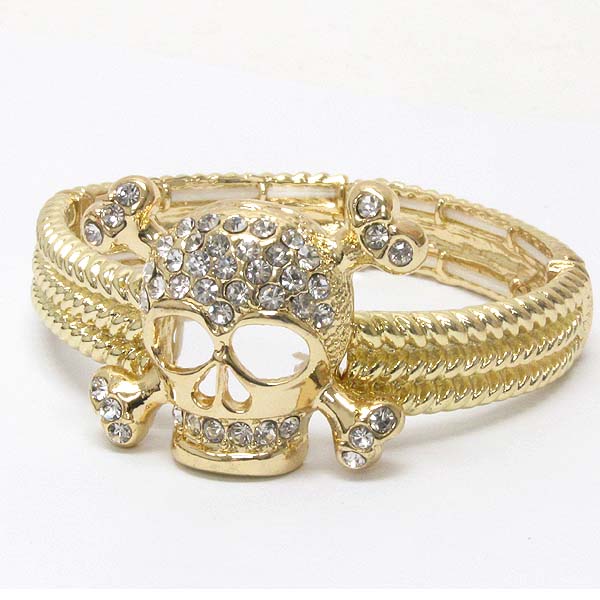 Crystal skull skeleton halloween stretch bracelet