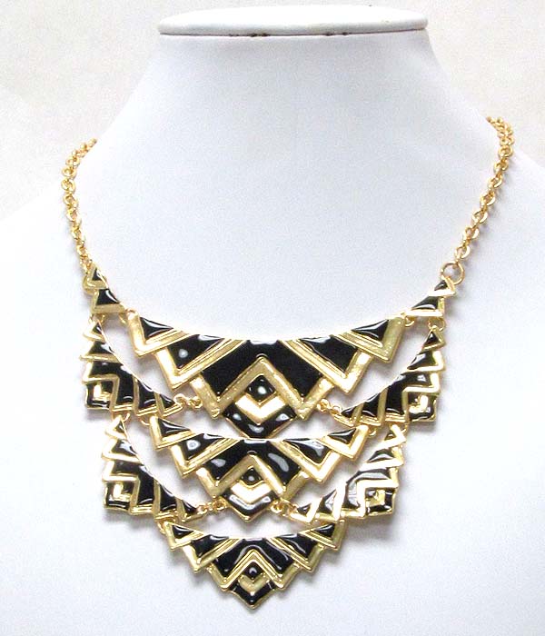 Epoxy deco multi chevron shape link drop necklace