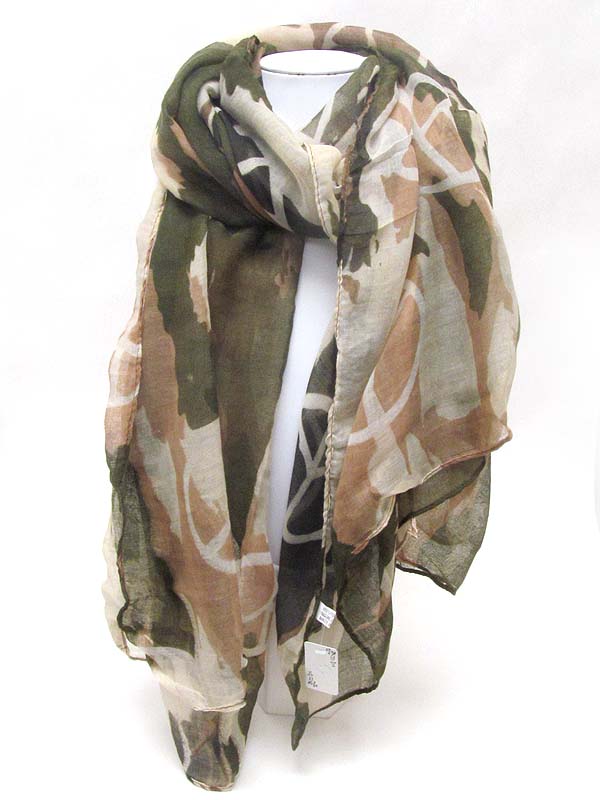 Camouflage and peace sign mix scarf