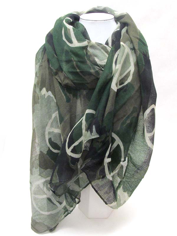 Camouflage and peace sign mix scarf