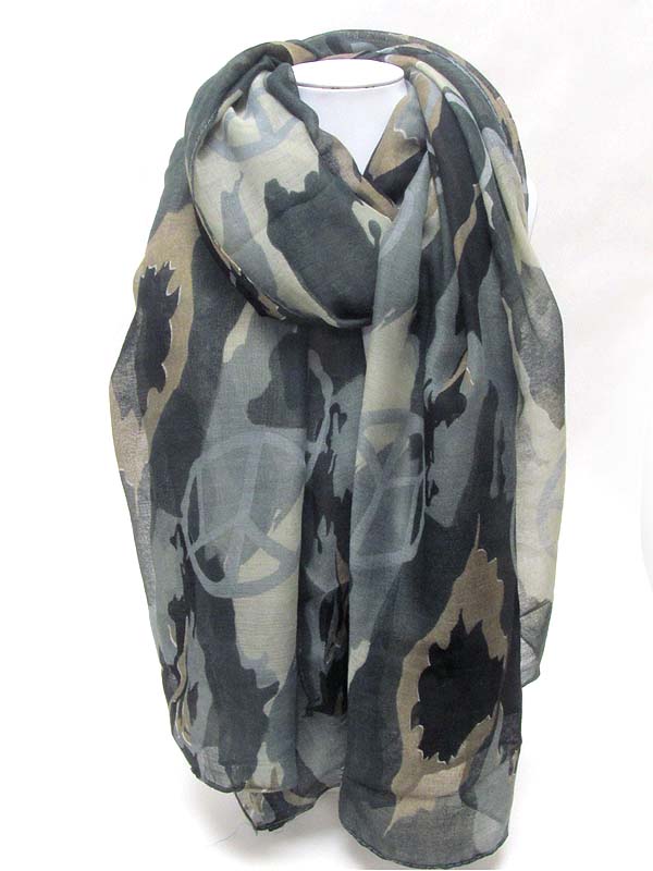 Camouflage and peace sign mix scarf