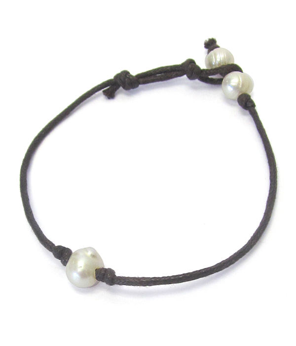 Freshwater pearl cord bracelet