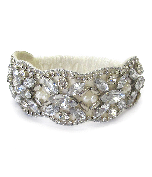 Crystal and pearl mix bridal stretch bracelet