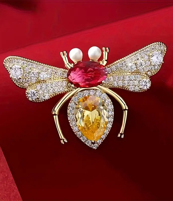 Rhinestone bee brooch