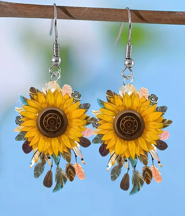 Sunflower acrulic earring