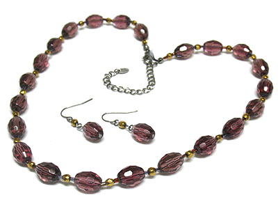 Glass cut bead necklace set