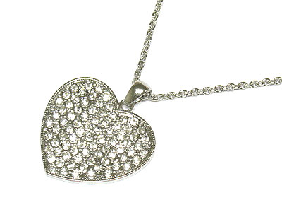 Dense crystal on heart necklace