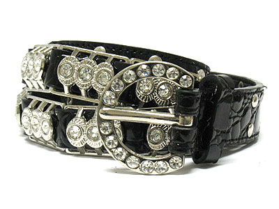 Crystal buckle and metal link belt