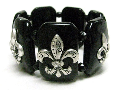 Fleur de lis theme acryl bar stretch braceret