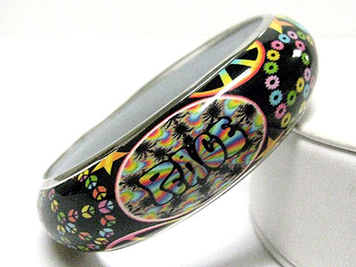 Peace tattoo picture metal round bangle 