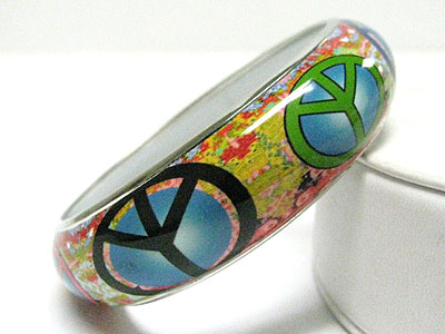 Peace tattoo picture metal round bangle 