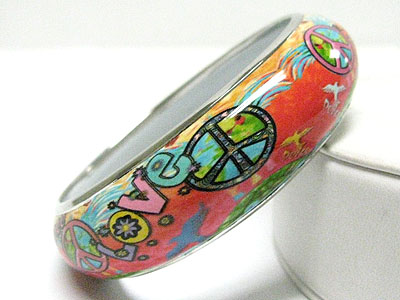 Peace tattoo picture metal round bangle 