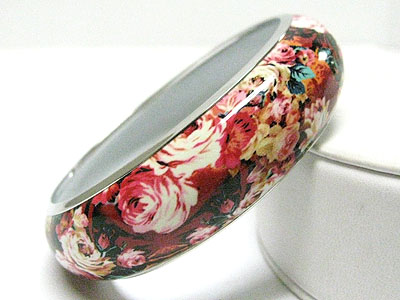 Flower tattoo picture metal round bangle 