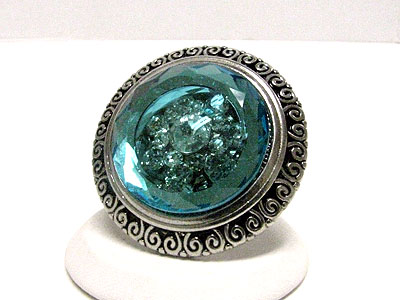 Round glass art adjustable ring