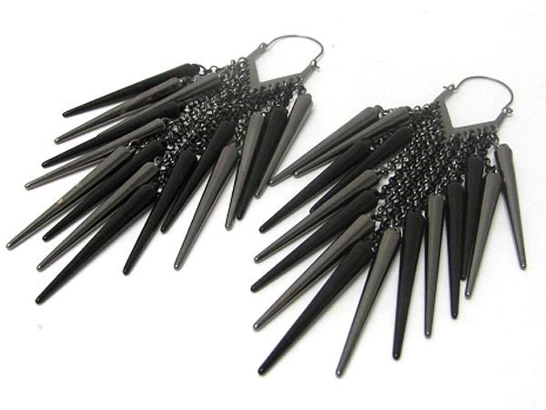 5 inch long metal spike cluster drop earring