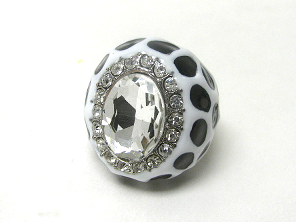 Crystal stud animal print puff stretch ring