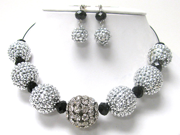 Large crystal fireball dangle necklae set