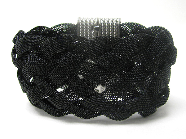 Metal mesh wooven maghetic clasp bracelet