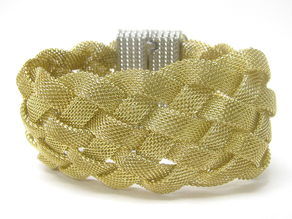 Metal mesh wooven maghetic clasp bracelet