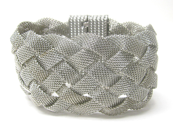 Metal mesh wooven maghetic clasp bracelet