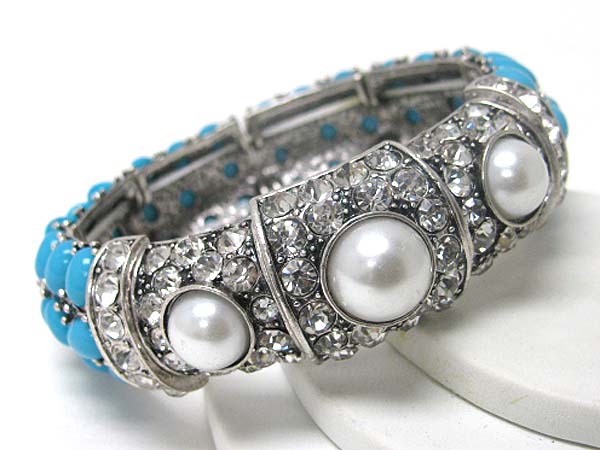 Crystal and pearl deco stretch bracelet