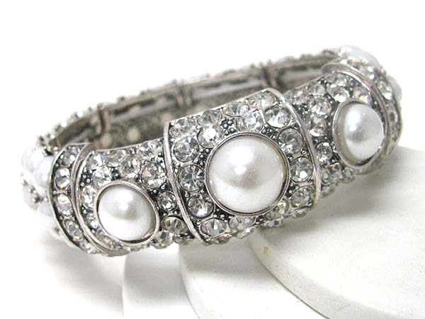 Crystal and pearl deco stretch bracelet