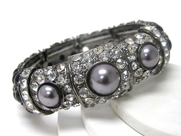 Crystal and pearl deco stretch bracelet