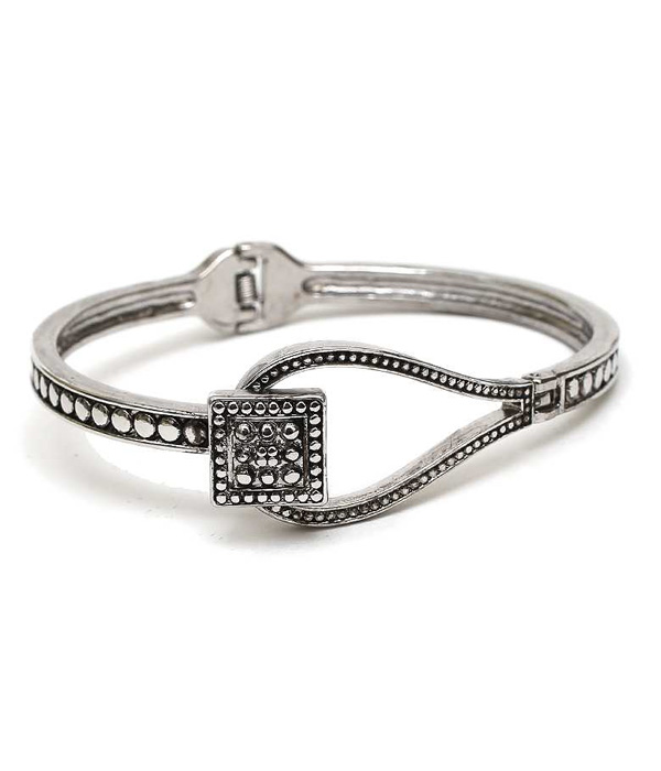 Textured metal hinge bangle bracelet