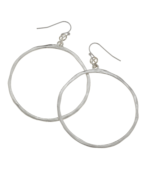 Artisan hammered hoop earring