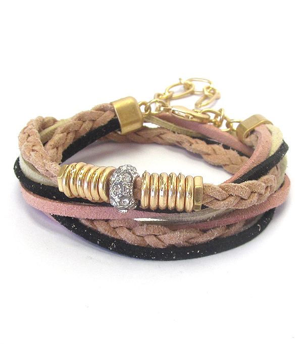 Multi suede cord mix wrap bracelet