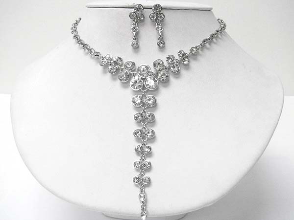 Austrian crystal y drop necklace earring set